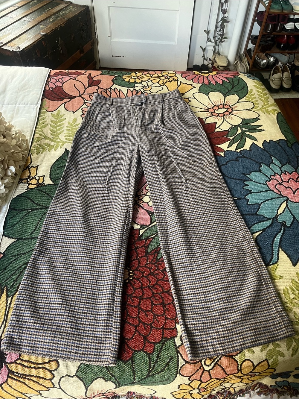 Everlane Houndstooth Wide-Leg Pants - Gray & Black